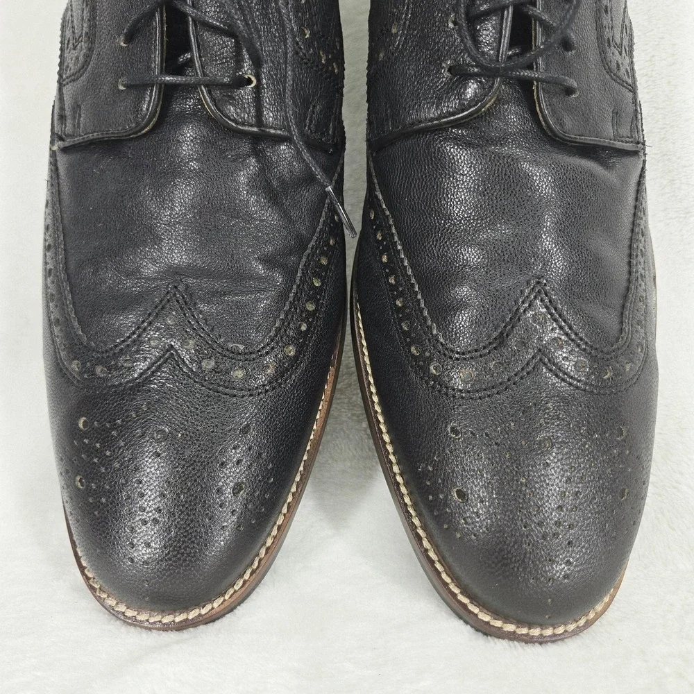 Cole Haan Shoes Mens 11.5 Black Wingtip Oxford Brogue Cap Toe Grand.OS Leather